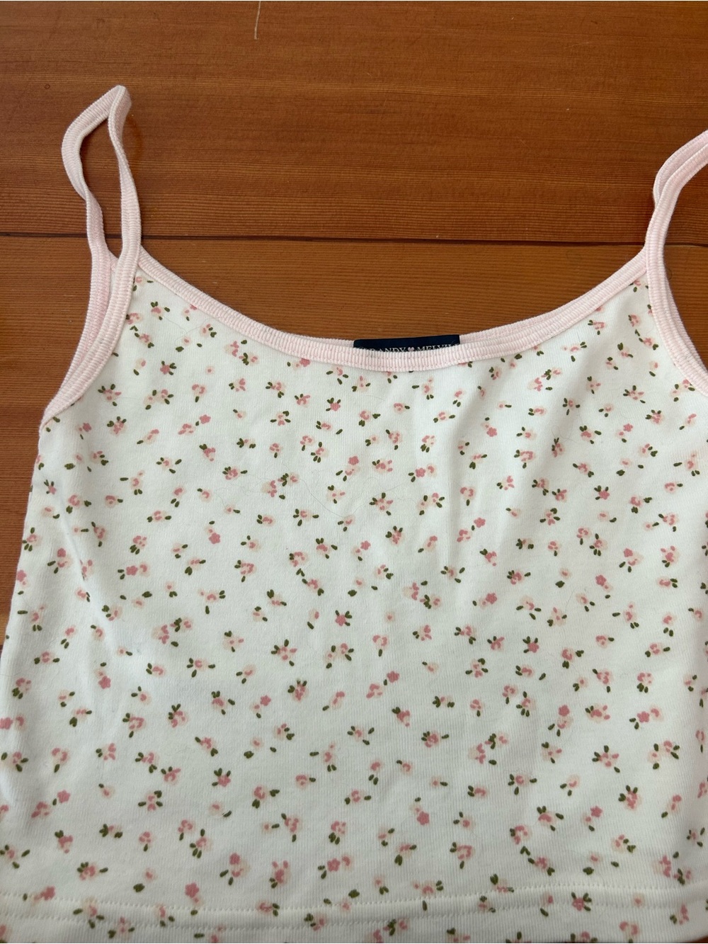 Brandy Melville White Tank Top with Pink Floral Print